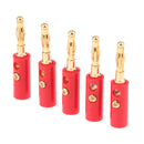 5Pcs/Pack Gold Plated Stereo Speaker Cable Banana Plug Connectors, (Open Screw Type), Red