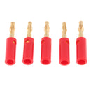 5Pcs/Pack Gold Plated Stereo Speaker Cable Banana Plug Connectors, (Open Screw Type), Red