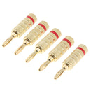 5Pcs/Pack 4mm 24K Gold Plated Surface Pure Copper Speaker Cable Wire Banana Plug Audio Connector, Red