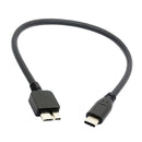 USB3.1 Type-C to USB 3.0 Micro B Cable Connector For Hard Drive Black 30cm