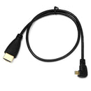 50cm 90 Degree Left Angle Micro HDMI Male To HDMI Male Cable Adapter Connector