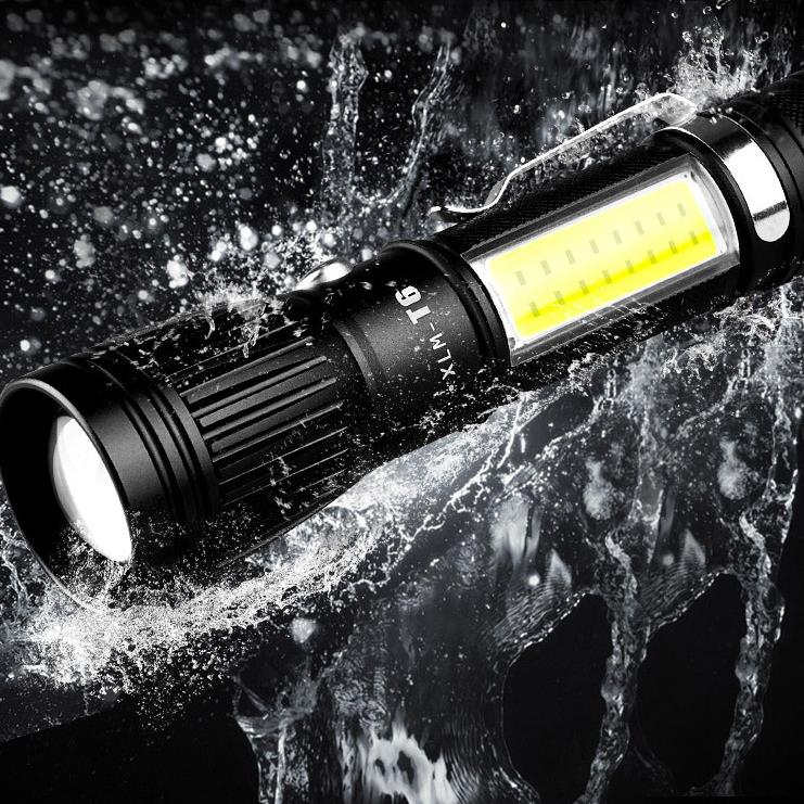 SHENYU A-GT01 T6/L8 COB+LED Dual Light USB Rechargeable Zoomable Flashlight