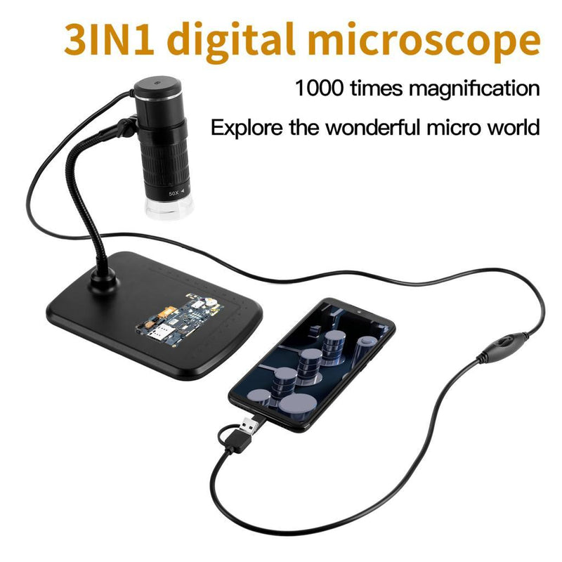 1000X 3in1 Digital Microscope for Electronic Accessories Coin Inspect PCB solder