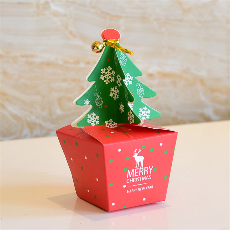 Christmas Tree Shaped Gift Cookie Candy Carrier Boxes Favor Bag Xmas Party Decorations