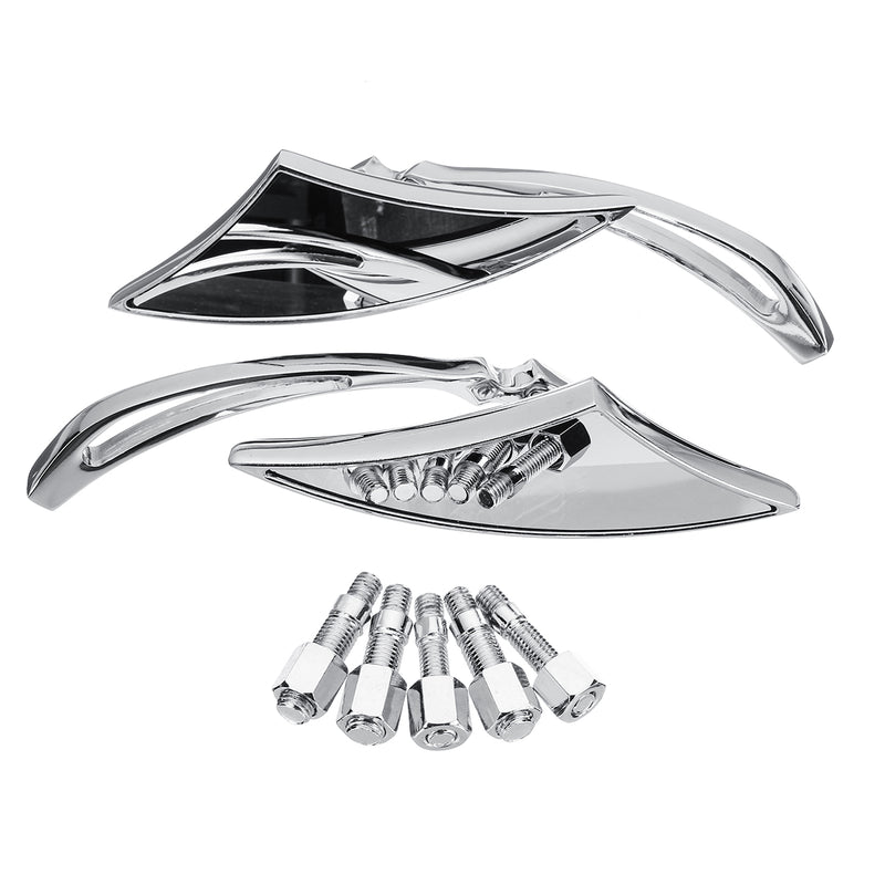 Chrome Motorcycle Rearview Mirrors Chopper Bobber Spear Blade Custom For Harley
