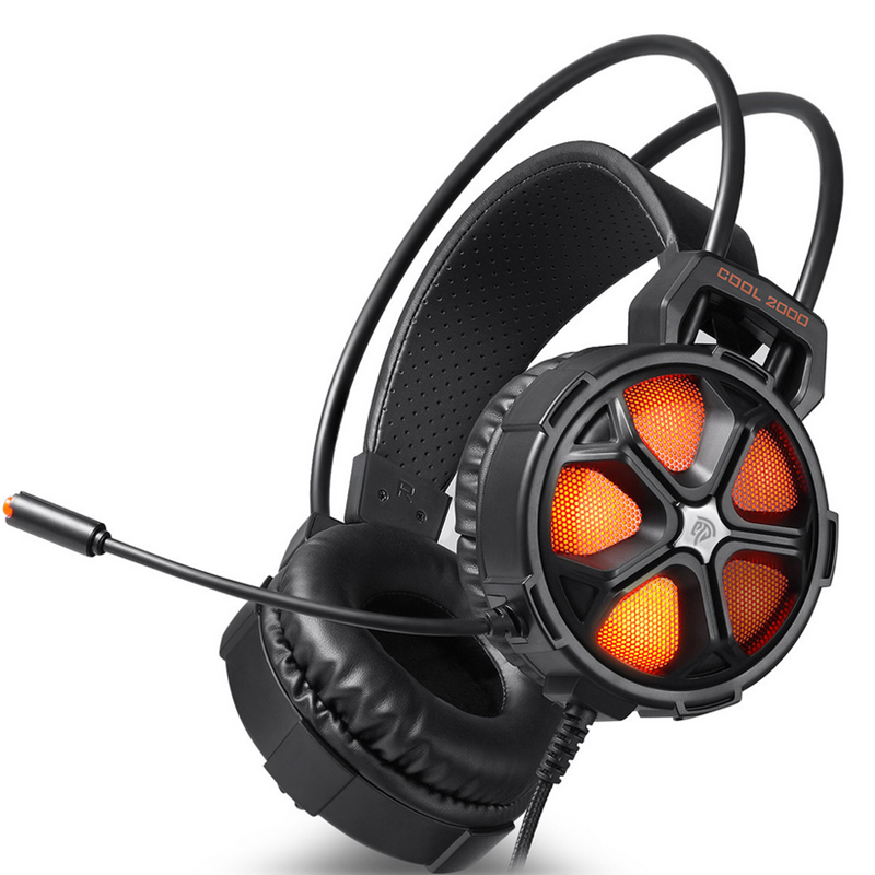 EASYSMX COOL2000 Omnidirectional 3.5mm + USB Wired Stereo Noise Canceling Gaming Headphone LED Backlight Orange