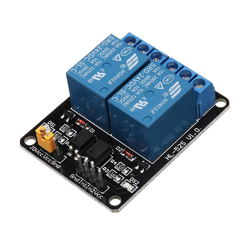 BESTEP 2 Channel 24V Relay Module Low Level Trigger Optocoupler Isolation For Auduino