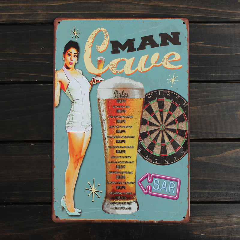 Man Cave Sheet Metal Drawing Metal Painting Tin Bar Pub Wall Tavern Poster Sign