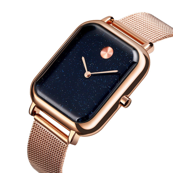 SKMEI 9187 Starry Sky Design Casual Style Waterproof Milanese Men Wristwatch Quartz Watch