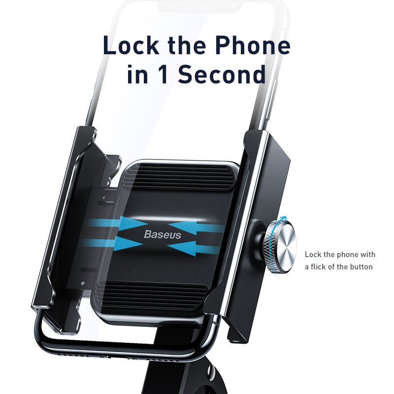 Baseus Aviation Alloy Bicycle Motorcycle Scooter Handlebar Rear View Mirror Phone Holder 360 Rotation For 4.7-6.5 Inches Smart Phone