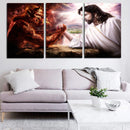 Miico Hand Painted Three Combination Decorative Paintings Satan and Jesus Wall Art For Home Decoration