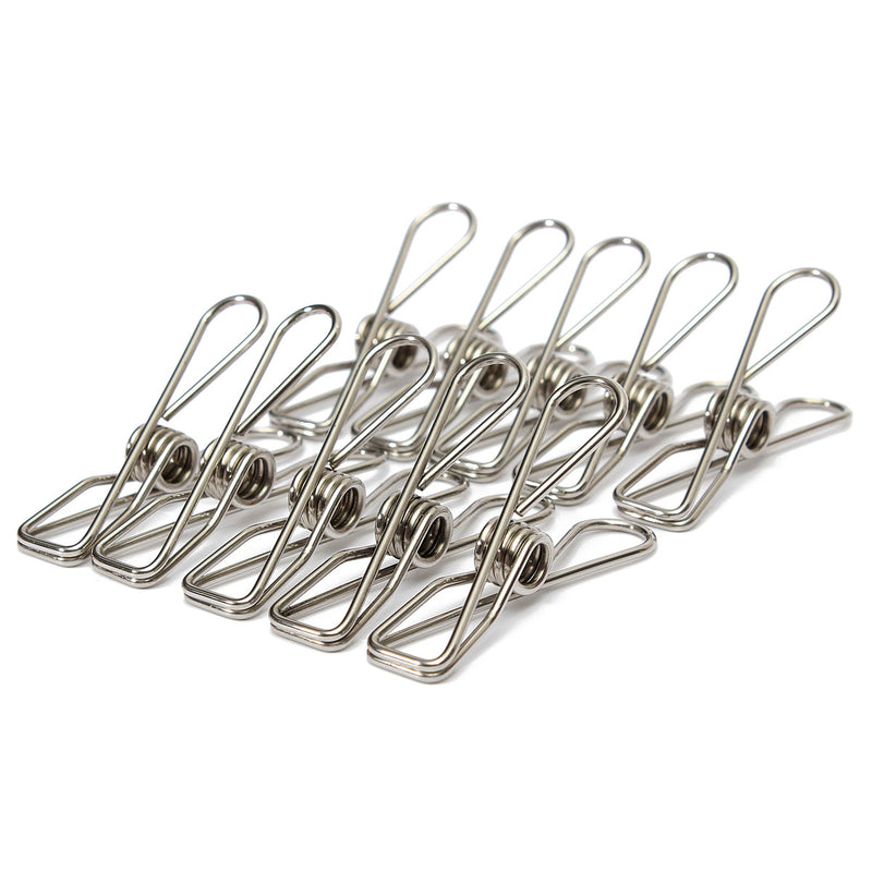 10Pcs Stainless Steel Clothes Pegs Hanging Pin Laundry Windproof Clips Home Clamps Clothespins
