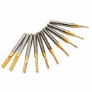 Drillpro 10pcs 0.8-3mm Titanium Coated End Mill Cutter Milling Cutter