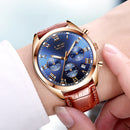 LIGE 9852 Waterproof Luminous Display Men Wrist Watch Fashion Leather Strap Quartz Watch