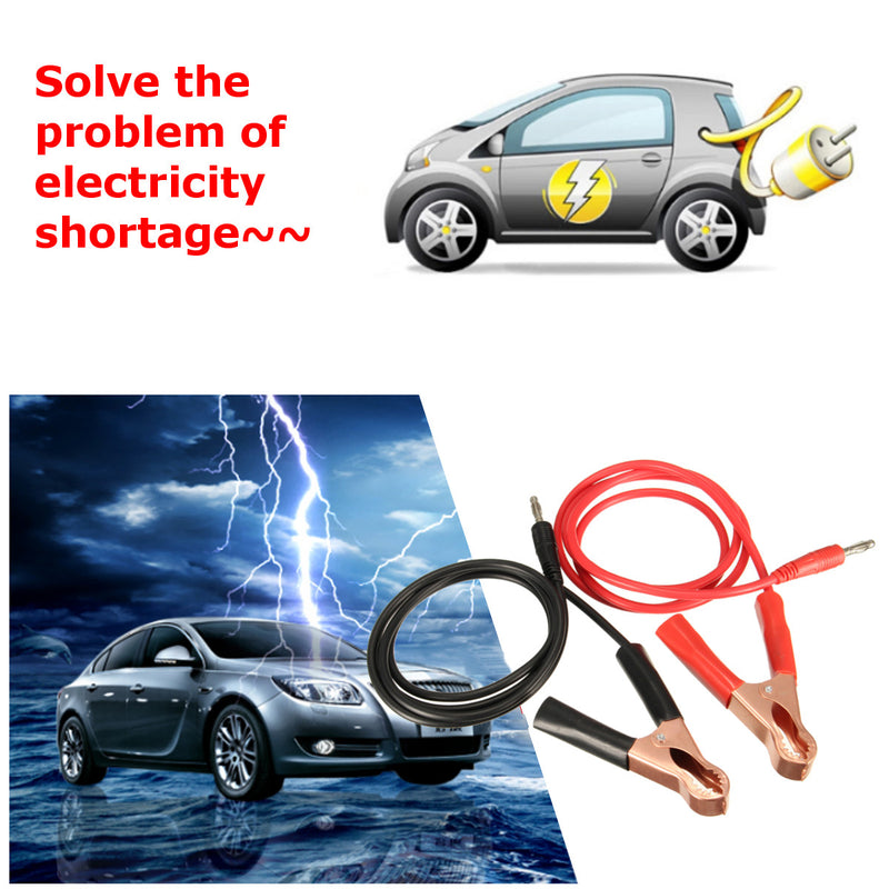 DANIU 2Pcs 15A Banana Plug to 80mm Car Battery Clip Clamp Power Alligator Clips Cable