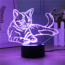 3D USB/Battery Powered Cute Cat 7 Colors Change  LED Desk Lamps Touch Switch Night Light