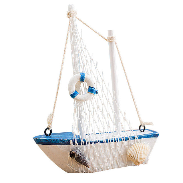Mediterranean Style 14cm Boat Sailing Model Handmade Creative Home Decoration Decoration Ornament