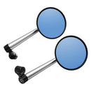 Pair Aluminum Alloy Motorcycle Scooter Handlebar Rearview Side Blue Mirrors