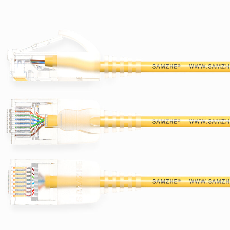 SAMZHE 0.5~5M 10Gbps Ultrafine CAT6A Yellow Ethernet Patch Cable Slim LAN Networking Cable