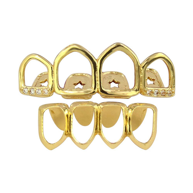 Unisex Women Men Rose Gold Plated Hip Hop Teeth Grill Top Bottom Tooth Dental Tools