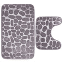 2Pcs Waterproof Bath Carpet Stone Pedestal Memory Foam Mat Bathroom Non-slip Set