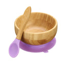 Baby Bamboo Suction Bowl Plate and Matching Spoon Set Kids Put Feeding Bowl