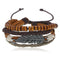 Vintage Leaf Pendant Leather Bracelet Wooden Beads Multi-layer Bracelets Ethnic Jewelry