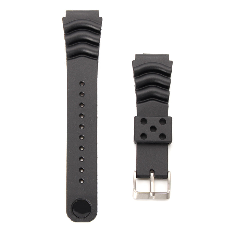 22mm Replacement Black Buckle Wrist Band Strap for SEIKO DIVER'S Watch
