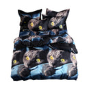 3 PCS Bedding Sets 3D Animal Black Cat Printing Quilt Cover Pillowcase For Full Size