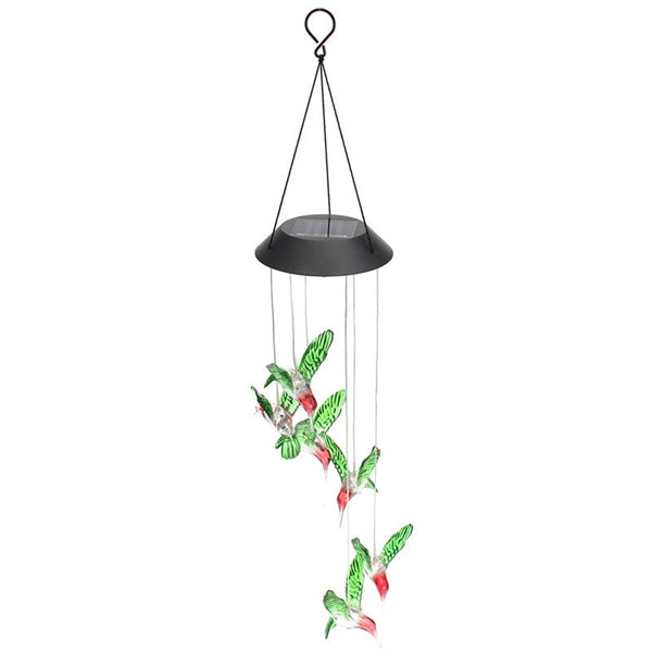 LED Solar Pendant Light Lamp Hummingbird Wind Chime Mobile Home Garden Yard Decor White Xmas