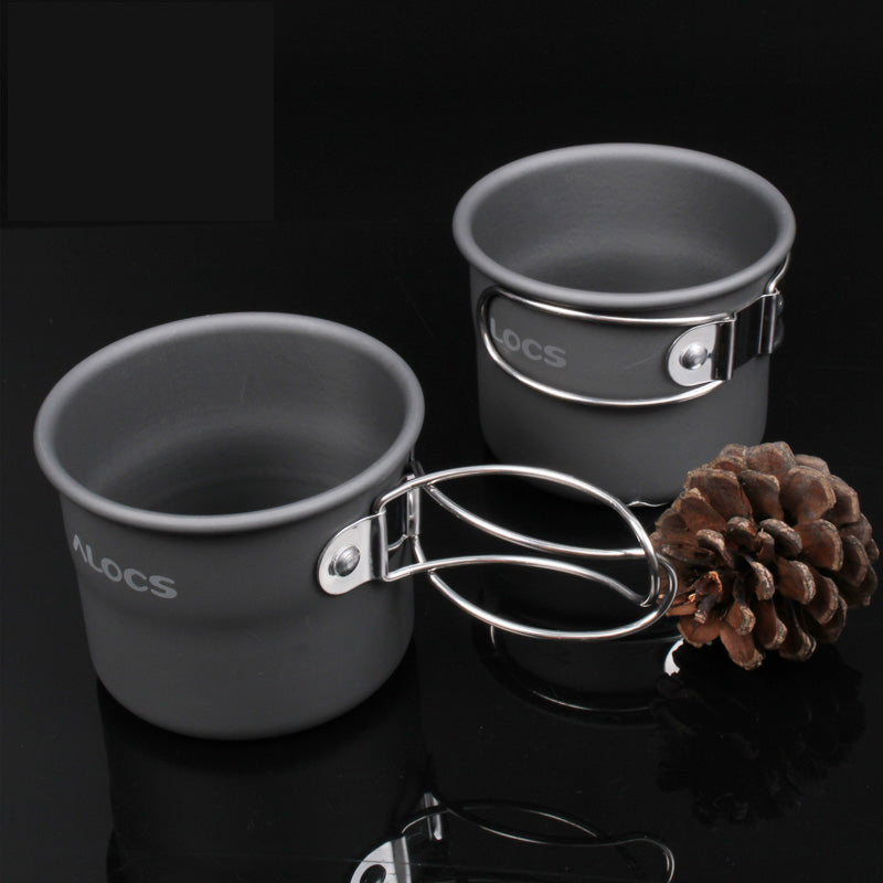 ALOCS TW-402 150ml Outdoor Portable Camping Cup Picnic Aluminum Mug With Foldable Handle