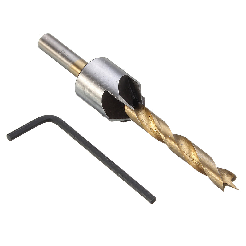 7pcs 3-10mm Countersink Drill Bit Carpentry Woodworking Boring Tool Round Shank With Hex Key