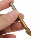 3pcs 6/8/10mm Titanium Carbide Tile Glass Drill Bit Cross Spear Point Head Drill Bits