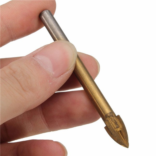 3pcs 6/8/10mm Titanium Carbide Tile Glass Drill Bit Cross Spear Point Head Drill Bits