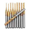 Drillpro DB-M1 10pcs 0.8-3mm Titanium Coated Engraving Milling Cutter Carbide Bits