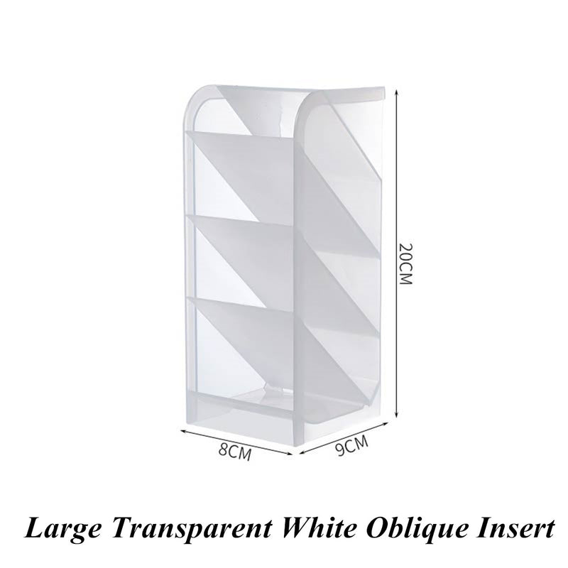 1pc Desktop Storage Box Transparent Round Pen Oblique Insert Pen Box Pen Large Office Storage Pen Holder