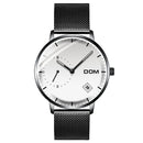 DOM M-302 Waterproof Calendar Men Wrist Watch Stainless Steel Strap Quartz Watches