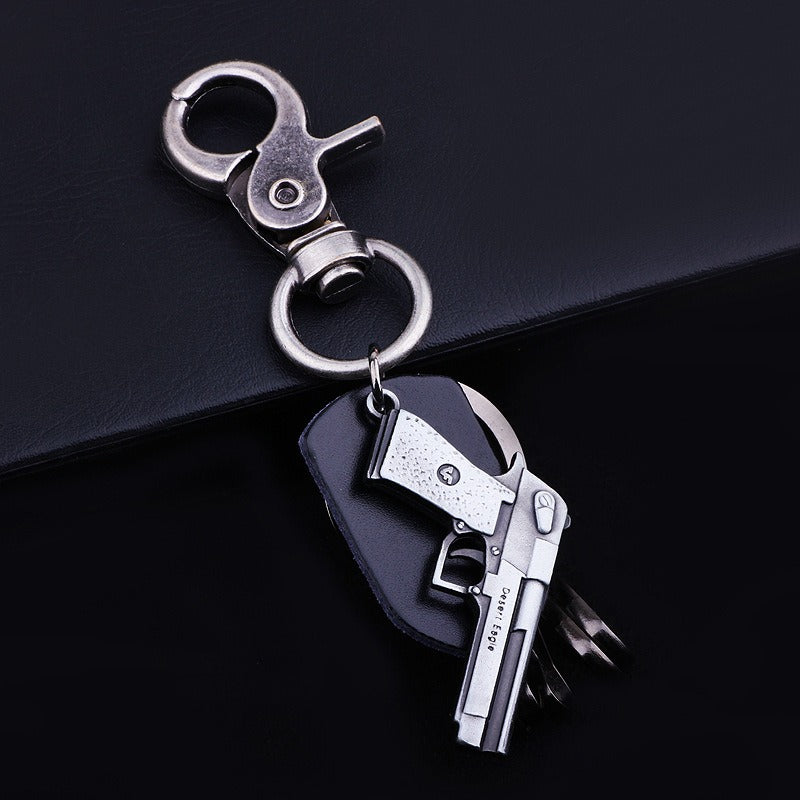Trendy Keychain Black Alloy Keychain Soft Leather Keychain For Men