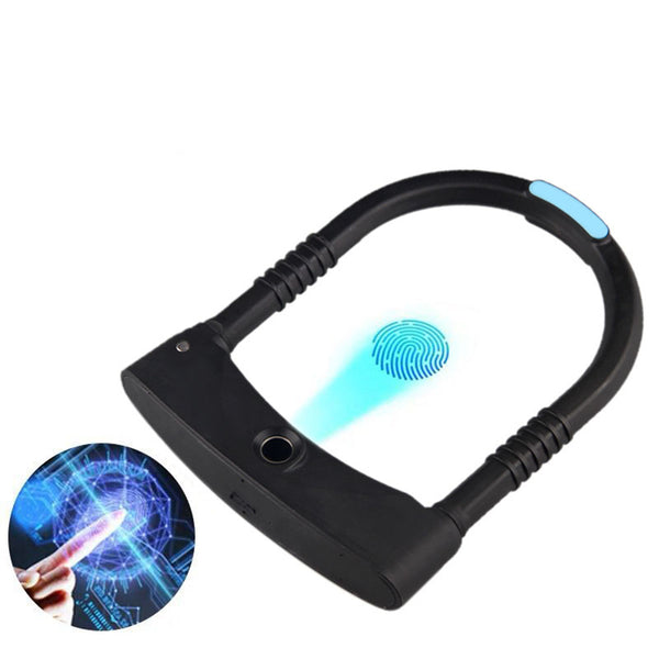 Smart Fingerprint U Lock Bicycle Scooter Anti Theft Locker High Security Keyless Anti-hydraulic Shear Door Lock Rechargeable Waterproof 0.5S Unlock CE ROHS Certification