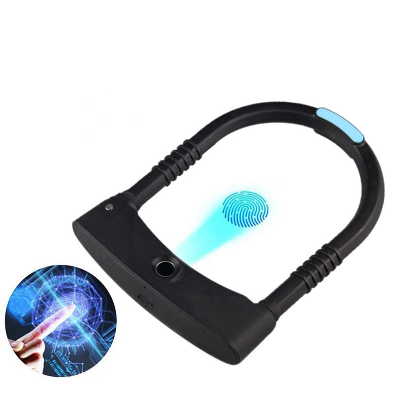 Smart Fingerprint U Lock Bicycle Scooter Anti Theft Locker High Security Keyless Anti-hydraulic Shear Door Lock Rechargeable Waterproof 0.5S Unlock CE ROHS Certification