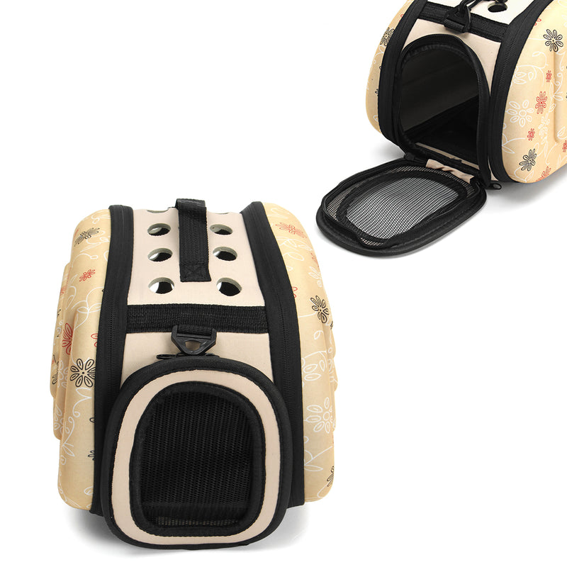 Pet Sided Carrier for Dogs Cats Travel Bag Folding Carrier Bag Collapsible Crate Tote Handbag