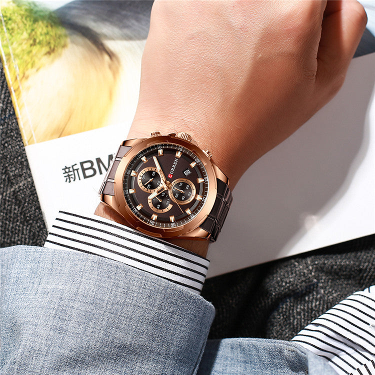 CURREN 8354 Calendar Auto Date Display Men Watch Stainless Steel Band Quartz Watch