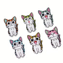 50PCS 21-26MM DIY Animal Wood Buttons Painted Cute Cat Hand-sewing Decorative Other Crafts Accessori