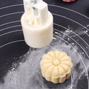 Round Mooncake Pastry Mold 50g Hand Press Mould Flower Pattern Festival Decor DIY Decor w/ 6 Stamps