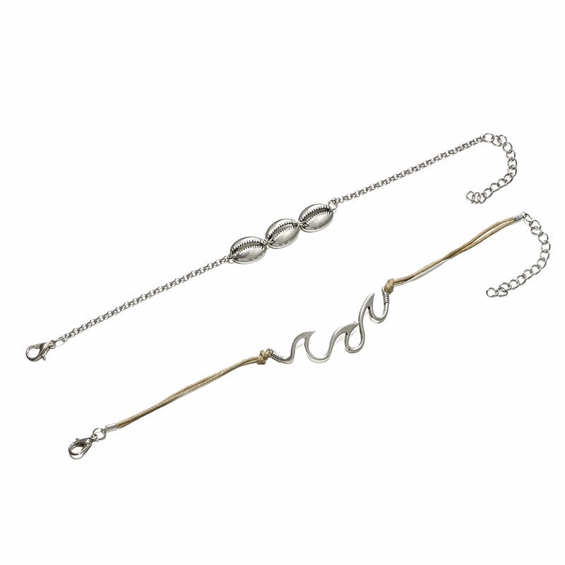 Retro Style Wave Spray Anklet Sliver Alloy Shell Anklets For Women Jewelry