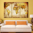 Miico Hand Painted Three Combination Decorative Paintings World Map Wall Art For Home Decoration