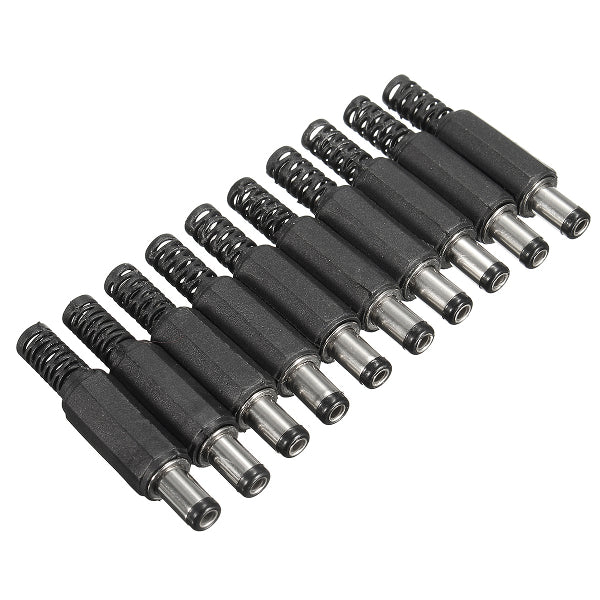 Excellway JP02 10Pcs 5.5x2.1mm DC Power Male Solder Barrel Tip Plug Jack Connector