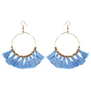 1 Pair Bohemian Sector Shape Tassel Pendant Big Hoop Dangle Earrings for Women