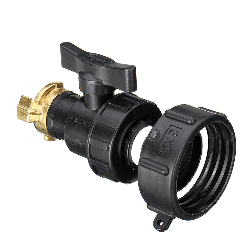 S60x6 3/4'' IBC Tank Drain Adapter Fixing Hose Outlet Tap Water Connector Replacement PP Ball Valve Fitting Parts for Home Garden