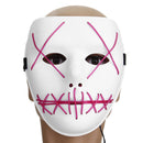 Motorcycle Halloween Horror Costume Light Up Face Mask "Smiling Stitched" Rave Cosplay